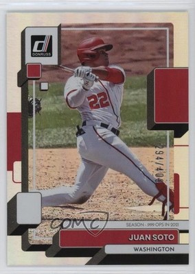 2022 Panini Donruss Season Stat Line /400 Juan Soto (White Jersey Swinging) he0