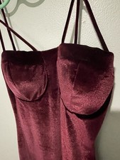 Fashion Nova Burgundy Velvet Bodycon Midi Dress Women S Sexy Corset Bust Holiday
