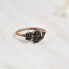Size 7 Black Tourmaline Ring, Raw Natural Cry...