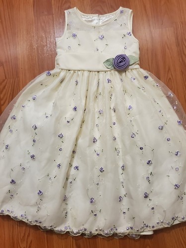 Cinderella Marke-Mädchen 6- Elfenbein Lila Rosette Formell/Party Kleid Lagenlook