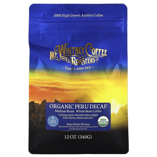 Organic Peru Decaf, Whole Bean, Medium Roast, 12 oz (340 g)
