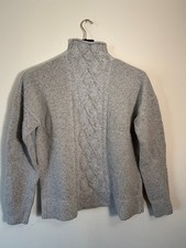 Brooks Brothers Women's Cable Knit Sweater Lambswool Gray Mock Neck NWT