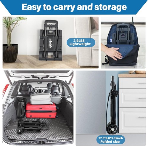 Folding Utility Dolly with Expandable Baseplate - Perfect for Luggage Handling - Foto 9 di 9