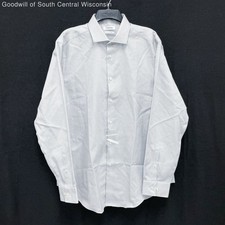 NWT Mens CALVIN KLEIN 100 Cotton Light Gray Button Up Slim Dress Shirt Sz XL
