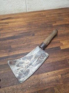 K859 Antique WM. Beatty & Son Meat Cleaver 8" COW STAMP Chester PA.