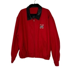 Golden Bear Nebraska Huskers Red Wool Leather Collar Jacket XXL USA Vintage
