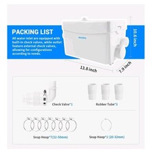 Macerator Pump 500W 29 GPM Flow 26 ft Head Lift Pump for Kitchen Basement Sink