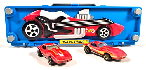 Vintage Hotwheels Car Case with Two Cars.
