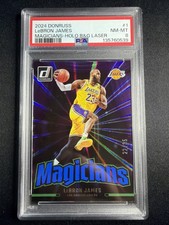 LeBron James 2024-25 Donruss  /35 Holo Blue & Green Laser Magicians PSA 8 POP 1