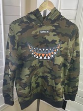 Hurley Shark Face Graphic Green Camo Sweatshirt/Hoodie, Boys Size XL, NWT 48.00