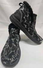 Hey Dude Denny Ankle Boots Marble Grey Leopard Print Faux Fur Shoes Women Sz 6