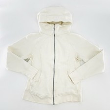 Lululemon Scuba Hoodie Light Womens 8 white Full Zip Sweatshirt W4AWMS pockets