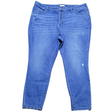 AVA  VIV Plus Size 26W High Rise Tapered Jeans Distressed Stretch Denim 26x29