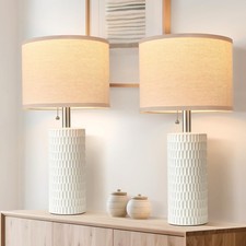 20.5" Modern Ceramic Table Lamps for Bedroom Set of 2, Bedside Lamps for Nigh...