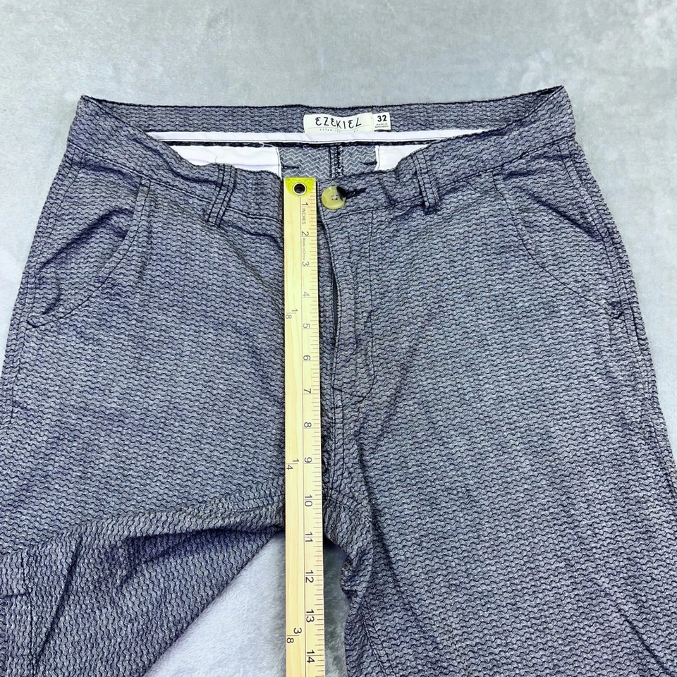 Pantalones Cortos Para Hombre Ezekiel Talla 32 Se Ajusta 33" Azul Gris Estampado Frente Plano Informales Foto 2 de 4