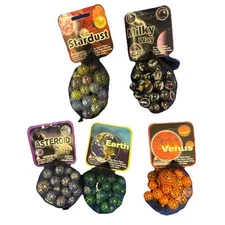Mega Marble EARTH + VENUS + MILKY WAY + STARDUST + ASTEROID LOT OF 5 = 125Total