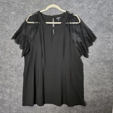 Torrid Top Womens 3X Black Lacey Short Crepe Dark Fairy Goth