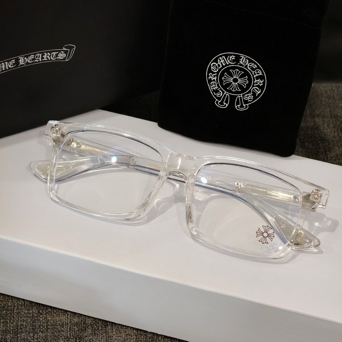 Chrome Hearts Cliterally Clear Frame Crosstail Sunglasses 52 Eyewear Chrome Hearts CLITERALLY – Vintz Shop main image 2