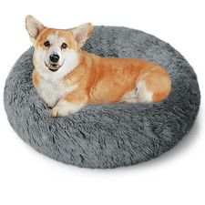 CshidWorld 24" Calming Donut Pet Bed Anti-Anxiety Cozy Soft Round Fluffy Washabl