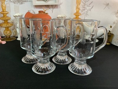 4 Princess House Heritage Irish Tassen Set 5,5'' Floral Geätzt Kaffeetasse/Becher