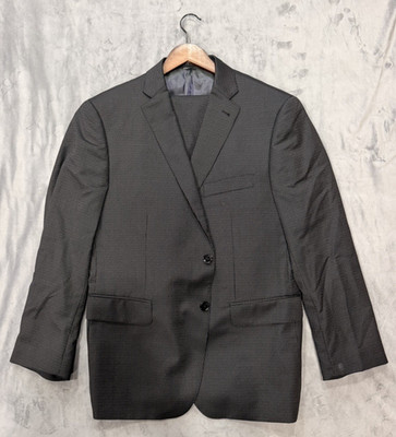 Indochino Charcoal Pinstripe MTM Wool Blend Full Suit 44R EU54R 39X27