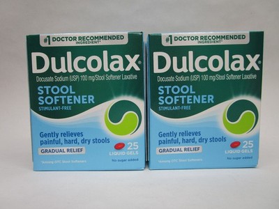 (2) Dulcolax Liquid Gels Stool Softener 25ct Ea. (50) Gradual Relief Exp: 05/27