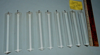 Vintage Clear Rectangular Prisms 9 Parts, around 4 3/4''x3/4'' #9 VTG FREE SHIP