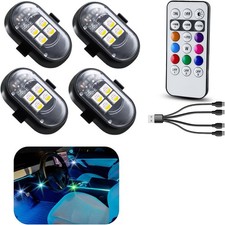Upgraded 4PCS Wireless LED Lights for car with Remote, Rechargeable 4 PCS
