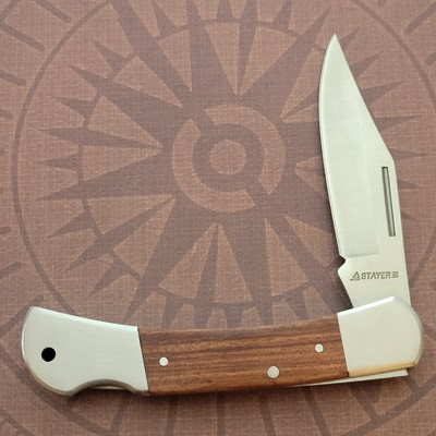 Stayer Lockback Knife Wood Handles SS Clip Blade 4 3/8'' Closed
