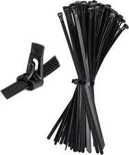 Zip Ties Reusable Wraps Cable Tie Releasable 100 Pack Heavy 8 inch, Black 