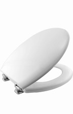 BEMIS New York Ultra-Fix White Toilet Seat. Wooden Toilet Seat with Water-Based