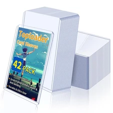 Trading Card Sleeves Hard Plastic Clear Case Holder 42Pc Baseball Card Toploader