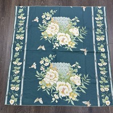 White Roses On Green Square Tablecloth Handmade