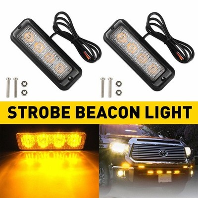 2X Amber LED Light Strobe Bar Flashing Car Warning Truck Hazard SUV Beacon Lamp