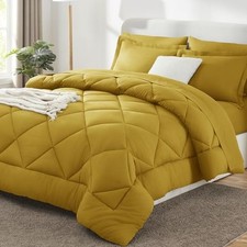 Size Comforter Sets - 7 Pieces Bed in a Bag Luxury Soft Full Mustard Yellow