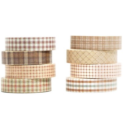 YUBX Vintage Washi 3/8 inches (10 mm) width x 10 ft (3 m) length, Retro Plaid