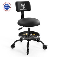 Rolling Shop Stool with Wheels Heavy Duty Swivel Task Chair Adjustable Footrest