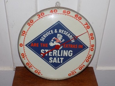 Vintage Service & Research Sterling Salt Pam Clock Co. Thermometer