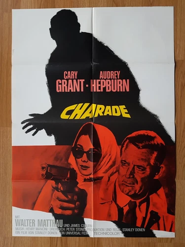 Charade - Cary Grant - rare vintage German 1-sheet poster 1967 AUDREY HEPBURN
