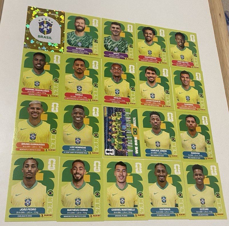 20x Brazil Complete Swiss Edition Green 2026 World Cup Panini United Edition