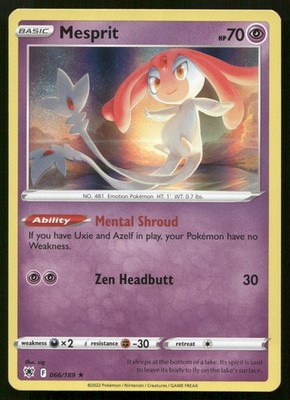 Mesprit SWSH10: Astral Radiance 066/189 LP-NM Holo Rare Pokemon TCG