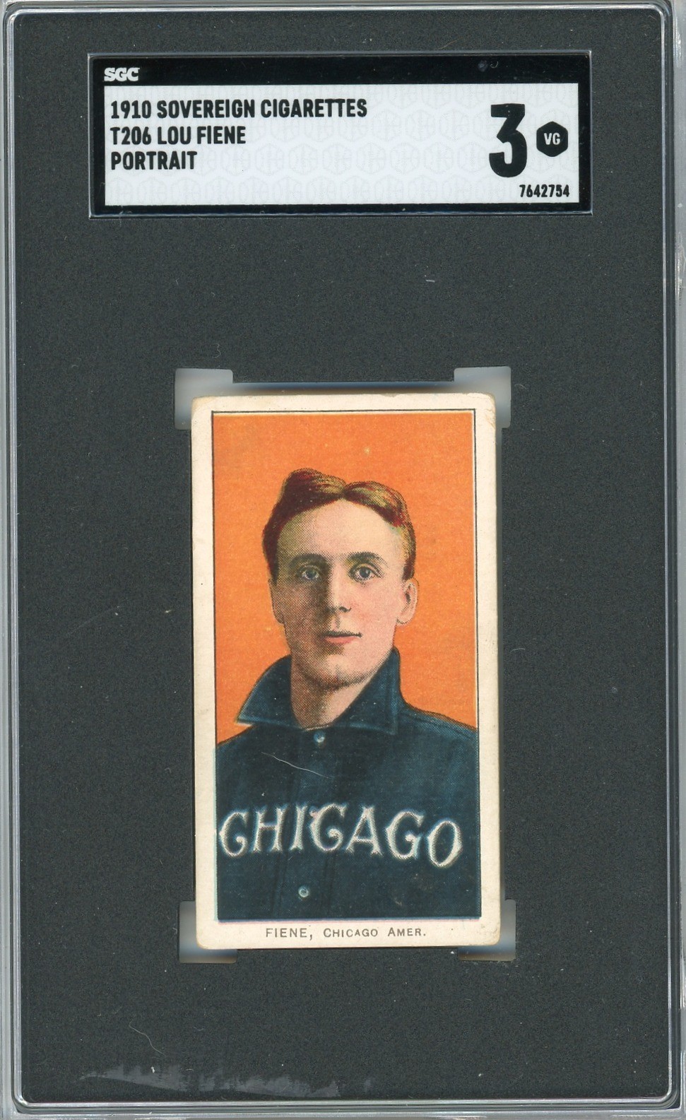 T206 - 1910 - LOU FIENE PORTRAIT - CHICAGO - SOVEREIGN BACK - SGC 3