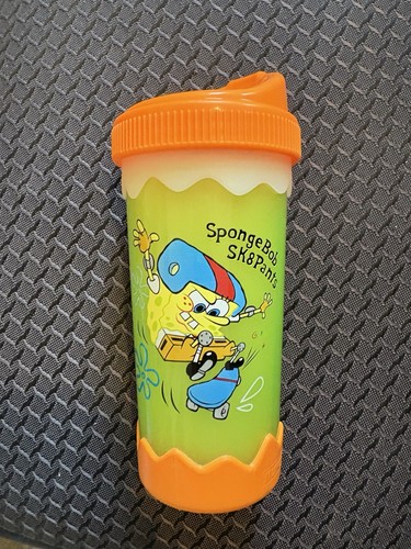 HTF Vintage SpongeBob SKATE Pants 2003 Munchkin Sippy Cup With Place For Name.