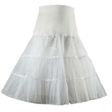 Women's 50s Vintage Petticoat 26" Crinoline Rockabilly Tutu Skirt Small White