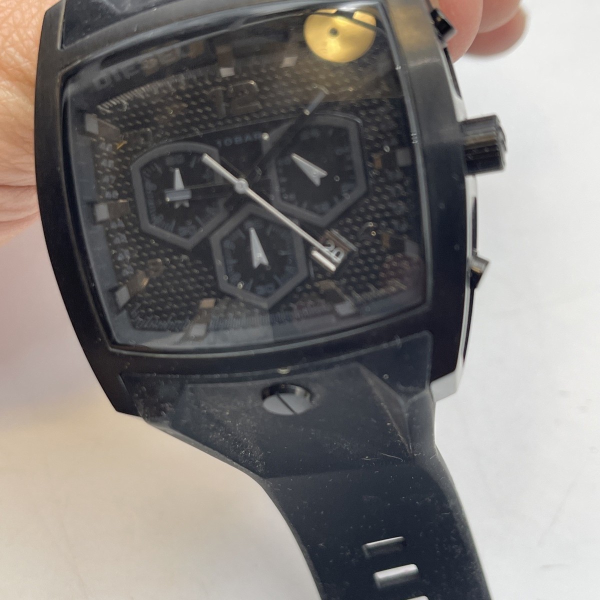 Diesel Watch DZ4196 Black With Black Case Square Face *Needs