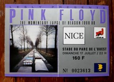 ticket billet used place concert PINK FLOYD 1988 Nice FRANCE