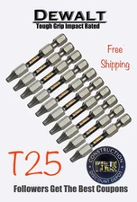 Bulk Lot of 10 DeWalt IMPACT READY 2" TOUGH GRIP Bit Set Torx T25 T-25