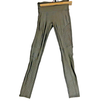 Spanx Faux Leather Moto Leggings Women's Dark Gray Pull On Pants Sz S Small