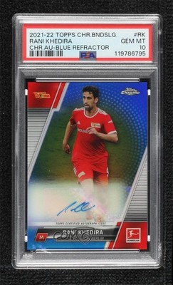 2021 Chrome Bundesliga Blue Refractor 61/299 Rani Khedira PSA 10 GEM MT Auto 8d2