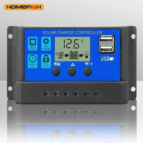 30A PWM Solar Panel Regulator Battery Charge Controller LCD Dual USB ...